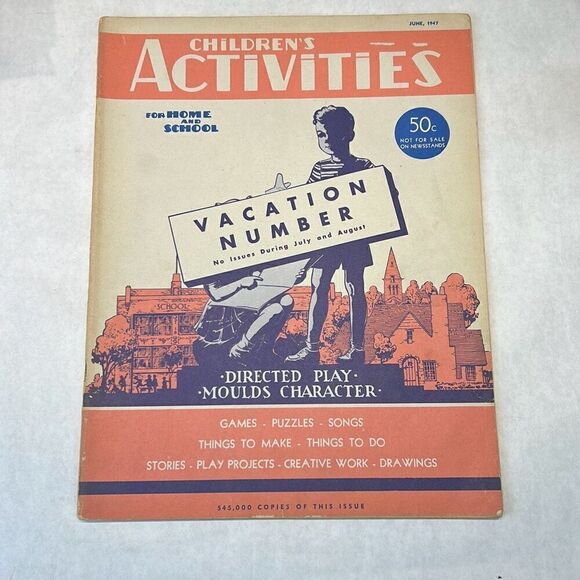 VTG Children's Activities For Home & School Magazine Book June 1947 - Picture 1 of 5